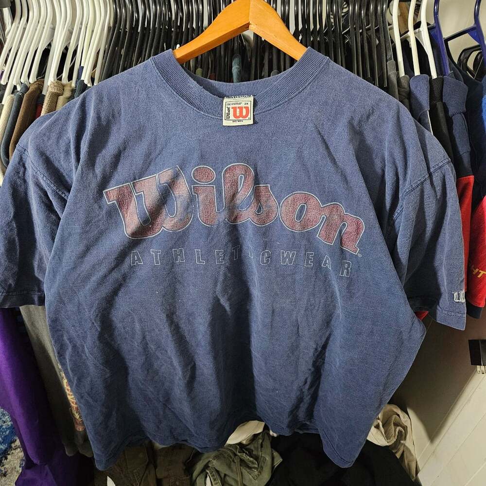 Wilson Athletic Wear T-Shirt Size 2X Blue Cotton Short Sleeve